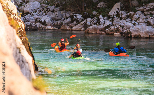 Photo: Kayaking on the Soca river, Slovenia Kayaking on the Soca river, Slovenia
