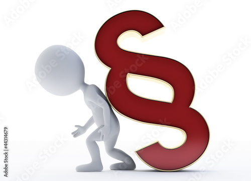 Illustration: 3d humanoid character with a paragraph sign 3d humanoid character with a paragraph sign