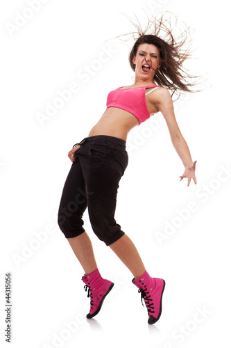 Photo: woman dancer in a crotch-holding pose woman dancer in a crotch-holding pose
