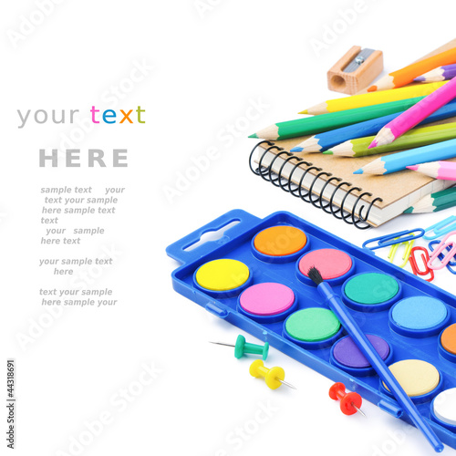 Photo: Colorful school supplies Colorful school supplies