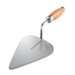 construction trowel with wooden handle on white background