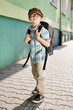 Time for school. Dreamy kid.