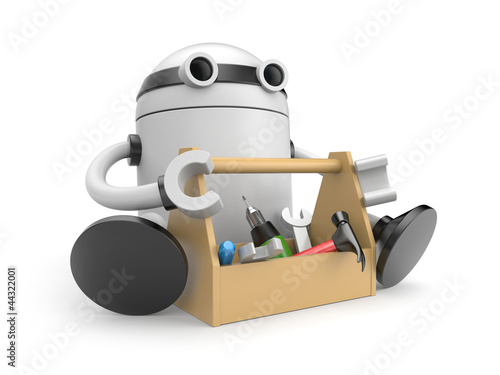 Illustration: Robot with toolbox Robot with toolbox