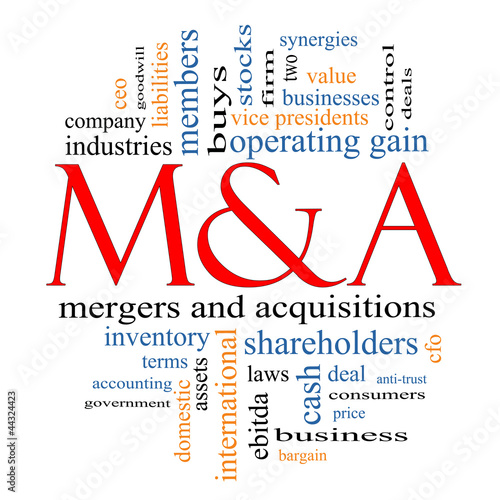 Photo: M & A (Mergers and Acquisitions) Word Cloud Concept M & A (Mergers and Acquisitions) Word Cloud Concept