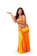 Belly dancer making presenting gesture