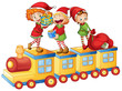 kids playing on train