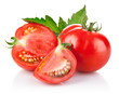 fresh tomato vegetables with green leaves isolated on white