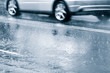 Car on wet road