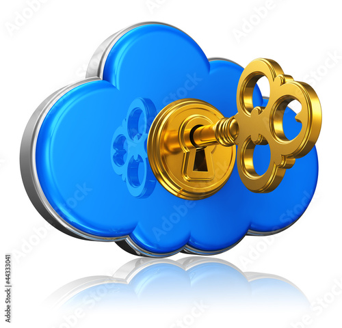 Illustration: Cloud computing and storage security concept Cloud computing and storage security concept