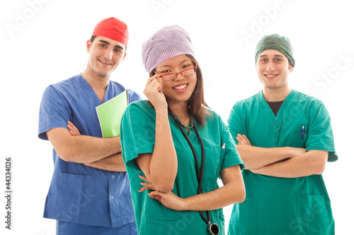 Photo: Multicultural Group of Doctors on White Multicultural Group of Doctors on White