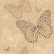 Vector: the beige seamless pattern with brown and white butterfly the beige seamless pattern with brown and white butterfly