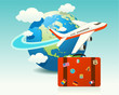 Vector: Airplane Travel with Luggage Airplane Travel with Luggage