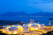 Oil tanks at night
