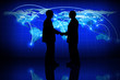Global business, silhouette of a partner agreement