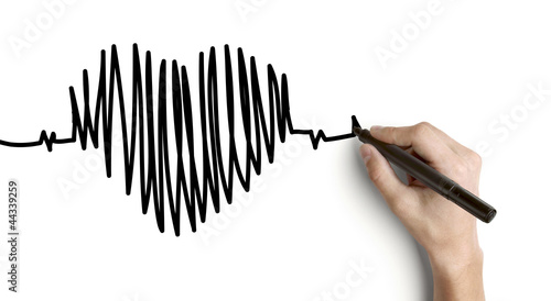 Photo: hand drawing heartbeat hand drawing heartbeat