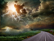 Summer landscape with old road