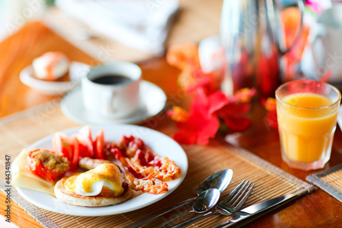 Photo: Delicious eggs served for breakfast Delicious eggs served for breakfast