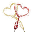 Two hearts symbols mixing together.
