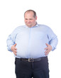 Happy Fat Man in a Blue Shirt