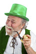Happy Irish Leprechaun holding pipe