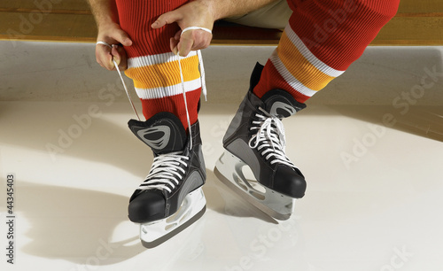 Photo: Lacing up Lacing up