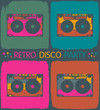 Retro disco party invitation in pop-art style. Vector, EPS8