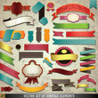 Set of retro ribbons and labels. Vector illustration.