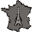 Contour of France with Eiffel Tower