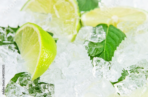 Photo: lime and peppermint leaves lime and peppermint leaves