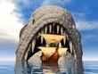 Seeungeheuer mit Segelschiff
