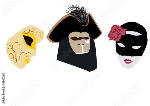 Vector: Collection of Venetian carnival masks Collection of Venetian carnival masks
