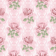 Vector: Retro flower seamless pattern - roses Retro flower seamless pattern - roses
