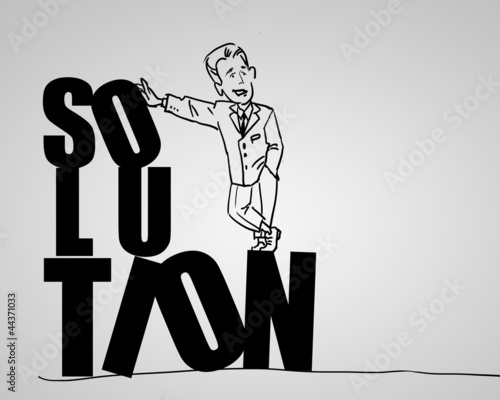 Illustration: Businessman finding a creative solution Businessman finding a creative solution