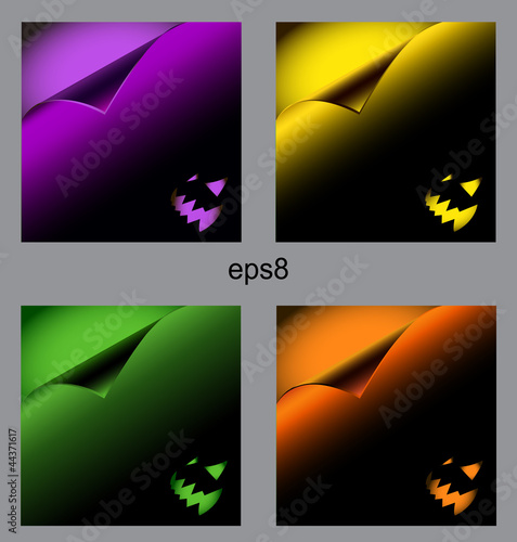 Vector: Set of halloween backgrounds, curl paper, eps8 Set of halloween backgrounds, curl paper, eps8