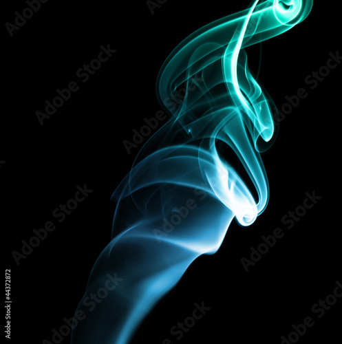 Photo: Blue Green Abstract Smoke on Black Background Blue Green Abstract Smoke on Black Background