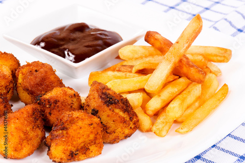 Photo: Chicken and french fries Chicken and french fries