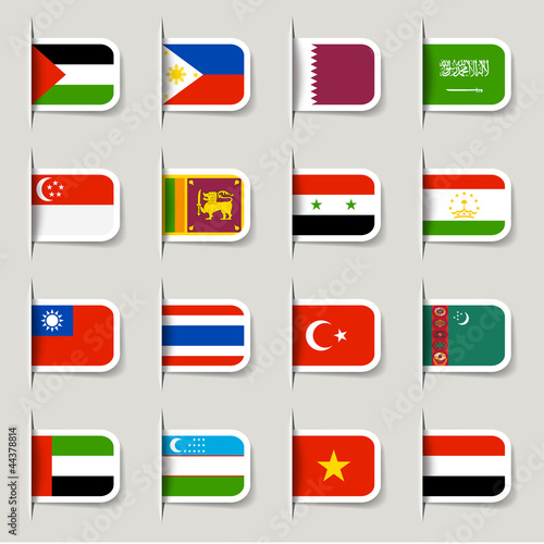 Vektor: Label - Asian Flags Label - Asian Flags