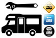 Autocaravan repair pictogram and icons