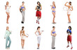 A collage of young women posing in different clothes and poses