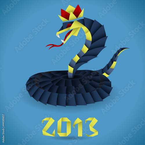 Vector: Paper Origami Snake with 2013 Year Paper Origami Snake with 2013 Year