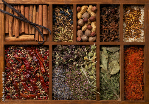 Photo: Spices in Wooden Box Spices in Wooden Box