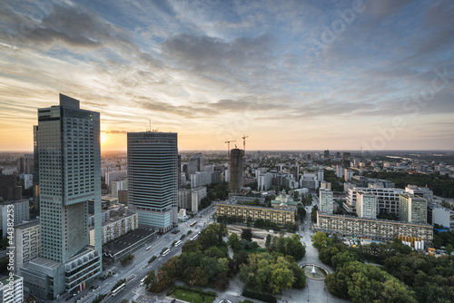 Photo: Modern buildings in Warsaw during sundown Modern buildings in Warsaw during sundown