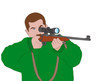 Vector: hunter aiming with sniper rifle - vector hunter aiming with sniper rifle - vector