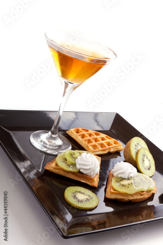 Photo: Kiwi Tart Slices with Drink Kiwi Tart Slices with Drink
