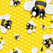 Seamless background with honey and baby bees