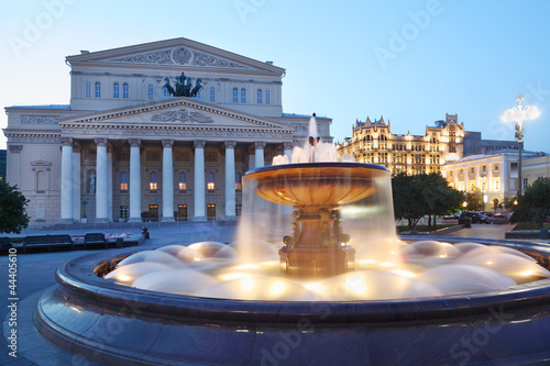 Photo: Bolshoi Theatre (Great Theater) and fountain at evening Bolshoi Theatre (Great Theater) and fountain at evening