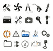 Car mechanic and service tools icons