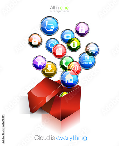 Vector: Cloud computing concept background with a lot of icons Cloud computing concept background with a lot of icons