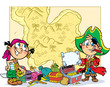 Vektor: Children play in the pirates Children play in the pirates