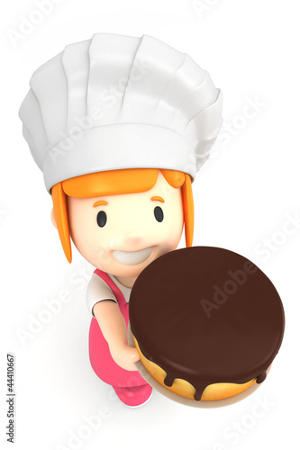 Illustration: 3d render of a little baker 3d render of a little baker